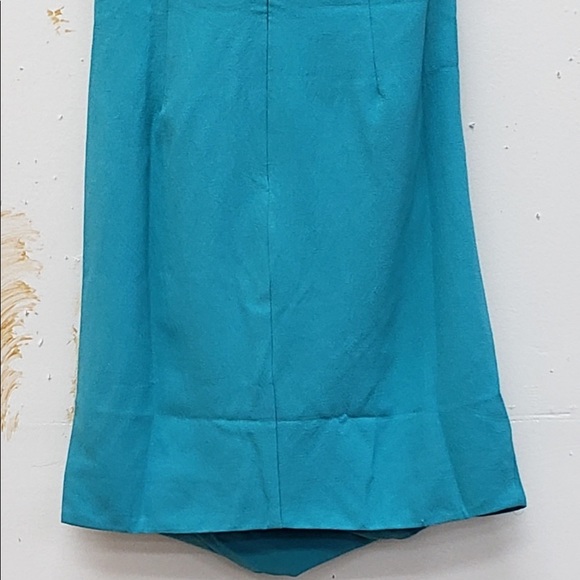 Turquoise poly-crepe frill top and pleated balloon bottom dress - Picture 2 of 2
